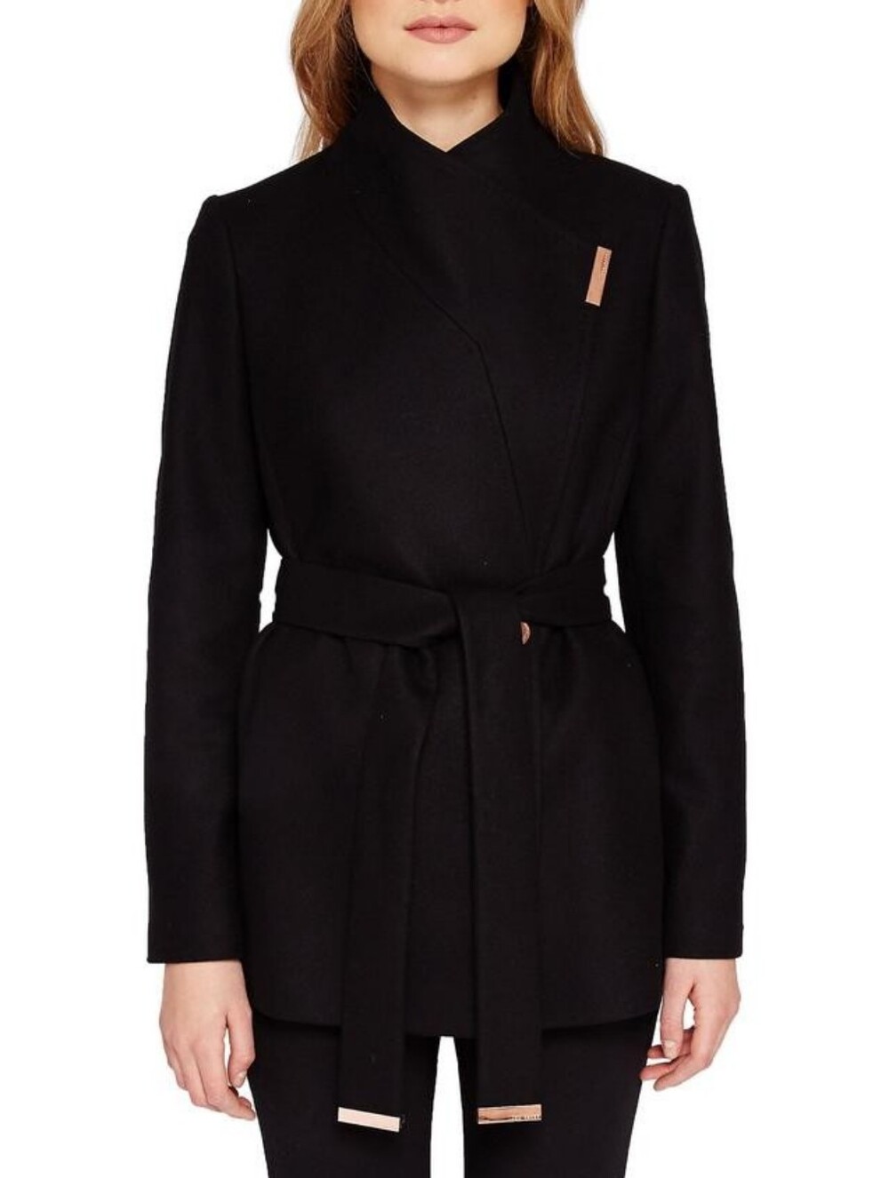 Ted Baker Keyla Short Wool Cashmere Wrap Coat in Black